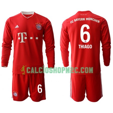 Bayern Monaco Thiago Alcantara 6 Bambino Maglia Prima 2020/2021 Manica Lunga (+ Pantaloncini)